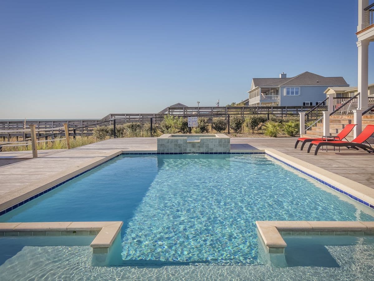 Swimming pool with clear blue water on a sunny day