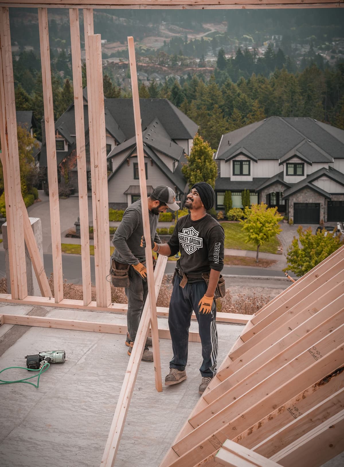 Professional contractor performing construction work on a real job