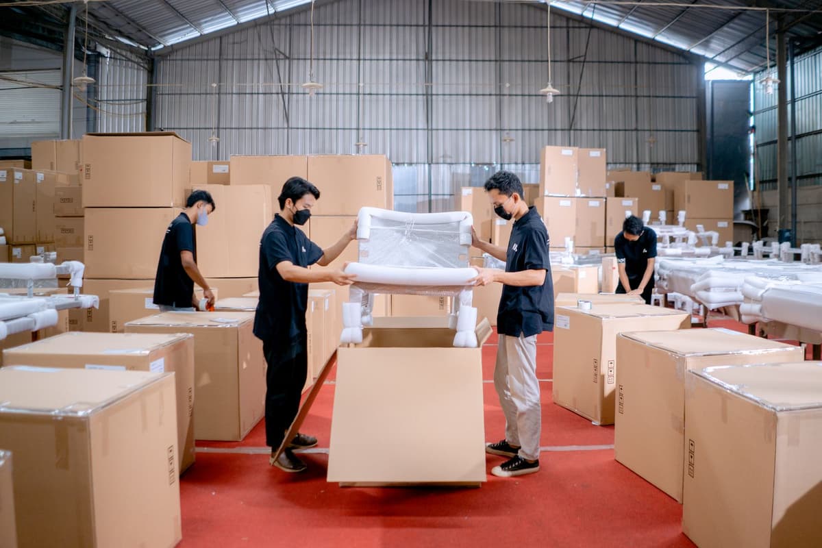 Professional mover performing moving services on a real job