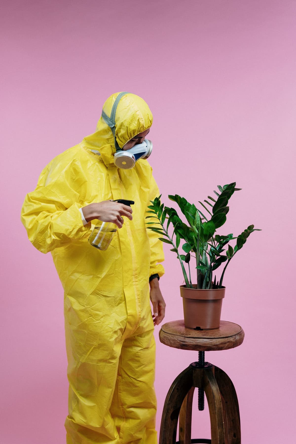 Professional pest control tech performing pest control service on a real job
